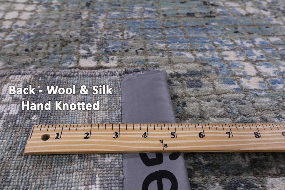 Abstract Wool and Silk Handmade Rug 6' 0" X 9' 2" Q8893