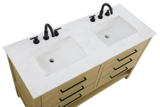 Home Living 60" Double Bathroom Vanity, Honey Brown