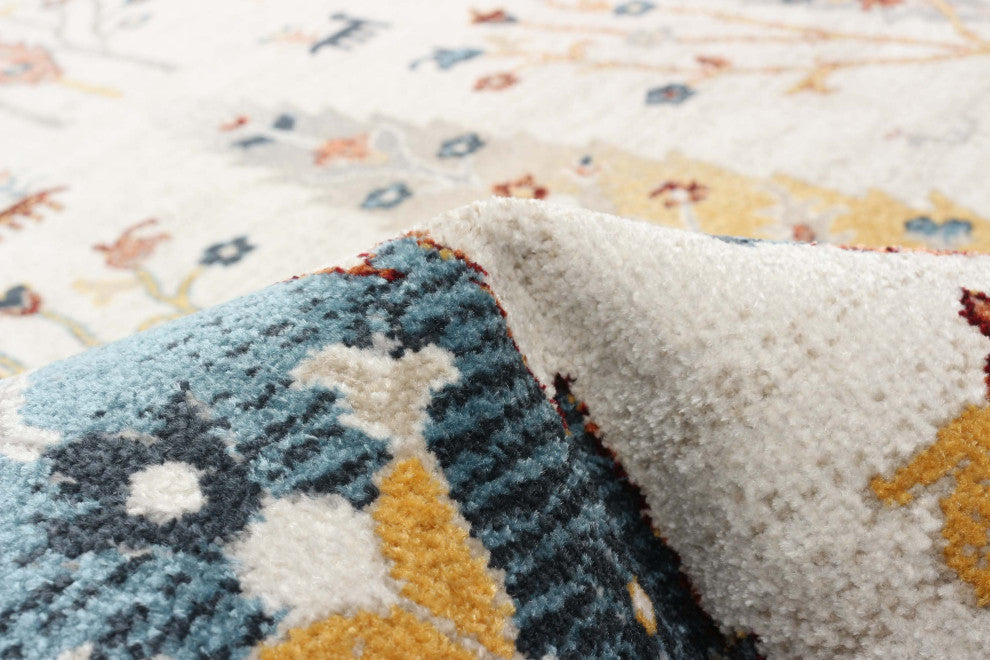 Aqua Pine Area Rug, Ivory, 6'x9'