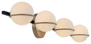 Fusion-Centric 4-Light Bath Bar Matte Black/Brass Finish Opal Glass