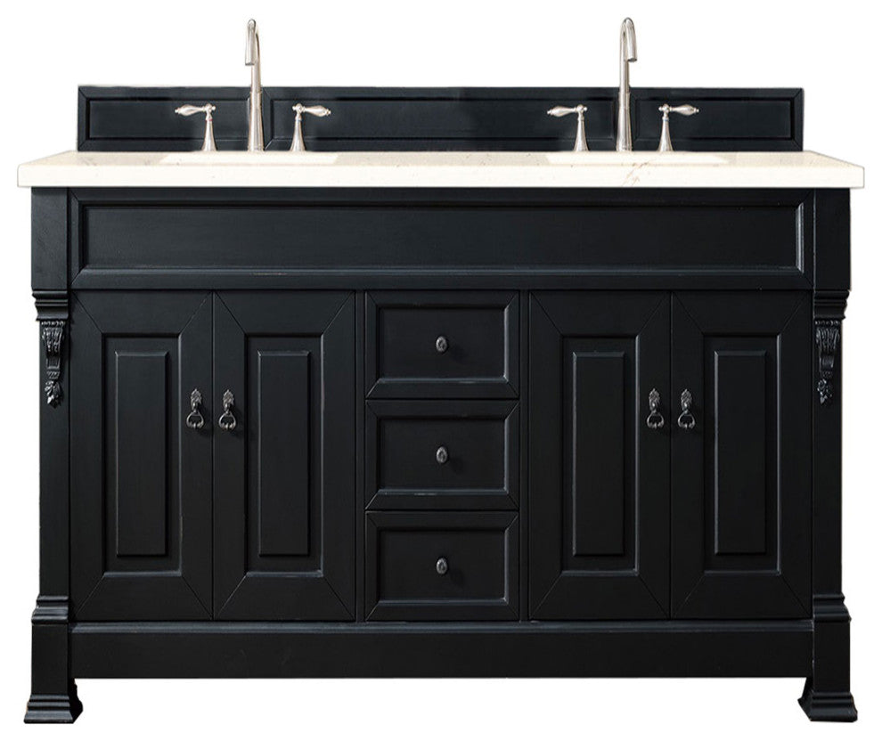 Brookfield 72" Antique Black Double Vanity, Eternal Marfil Quartz Top