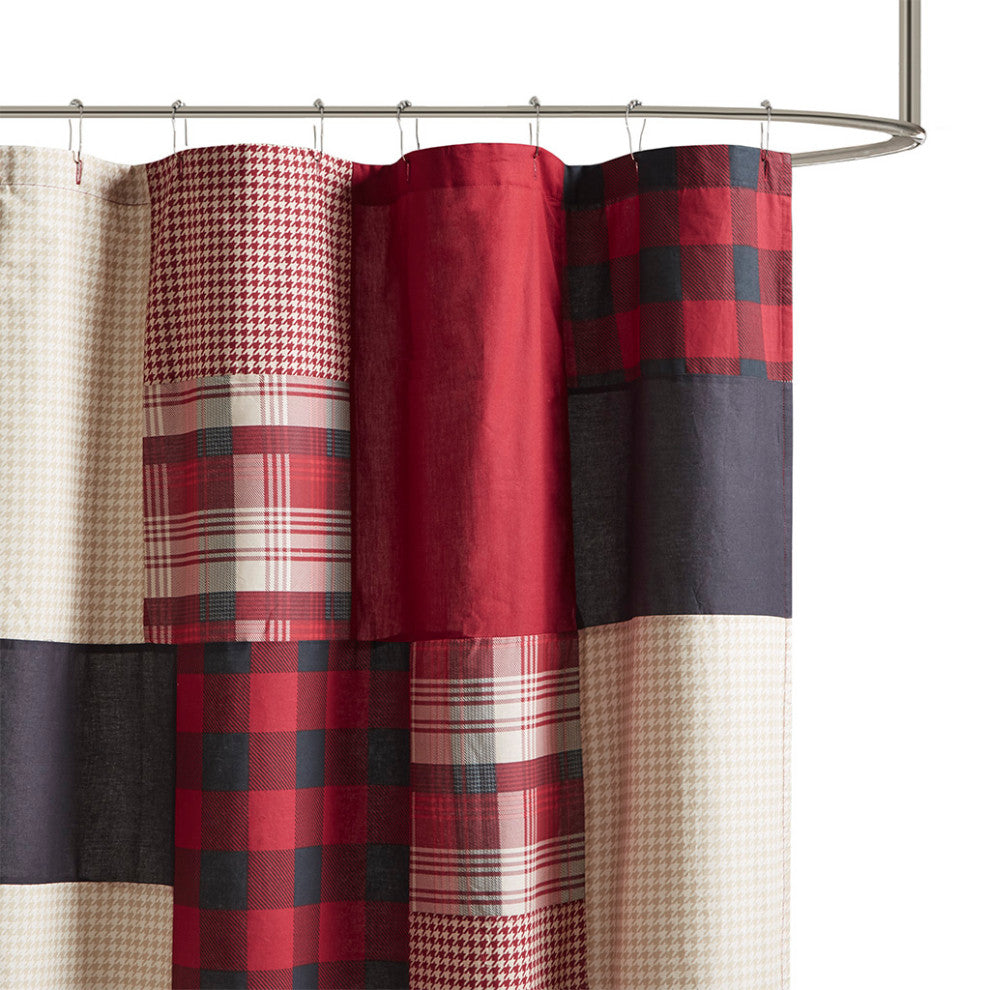 Woolrich Sunset 100% Cotton Shower Curtain, Red