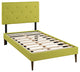 Terisa Twin Fabric Platform Bed With Round Tapered Legs, Wheatgrass