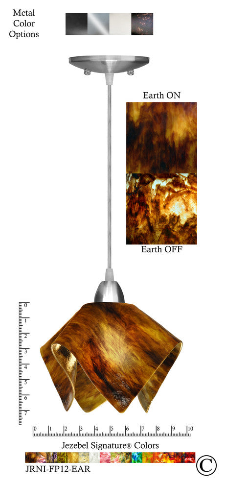 Small Jezebel Signature Flame Pendant, Earth, Nickel Base