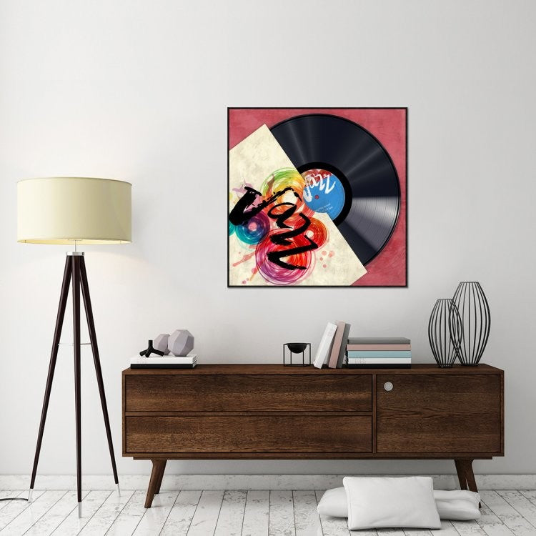 "Vinyl Club, Jazz" Framed Canvas Giclee by Steven Hill, 41x41"
