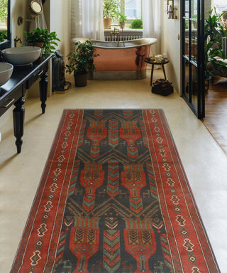 Semi-Antique Gunnar Charcoal/Red Runner, 3'8x8'1