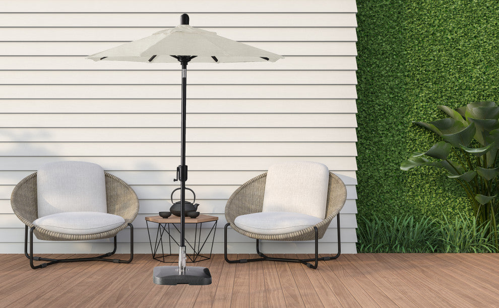 6' Round Auto Tilt Market Umbrella, Black Sapphire Frame, Natural