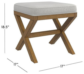 Pemberly Row Modern Backless Wood Vanity Stool Dark Driftwood Gray