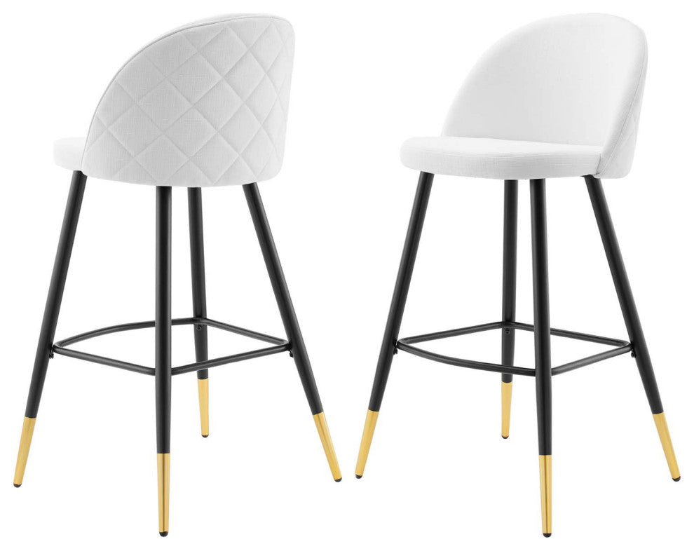 Bar Stool Chair Barstool, Set of 2, Fabric, Metal, White, Modern, Bar Pub Bistro