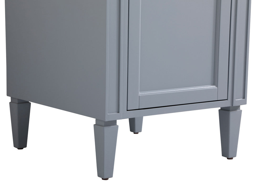 Home Living Vanity with Carrara White Marble Countertop, Gray, 21", Single Sink