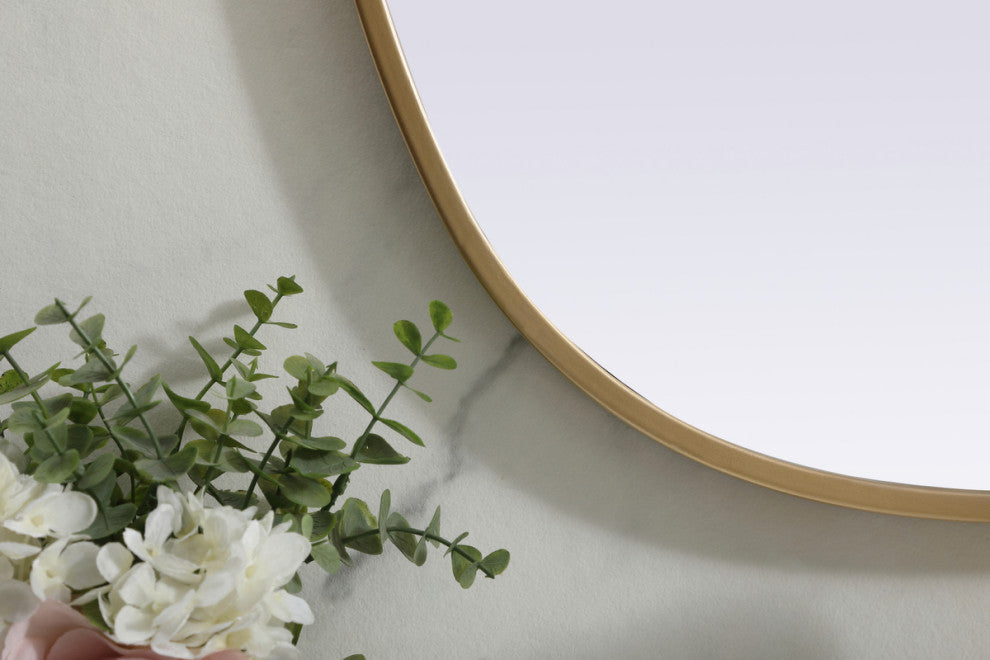 Elegant Decor Metal Frame Oval Mirror 20X30" in Brass