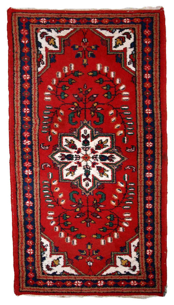 Handmade Vintage Persian Hamadan Rug, 2.2'x4.4', 70cmx136cm 1970s