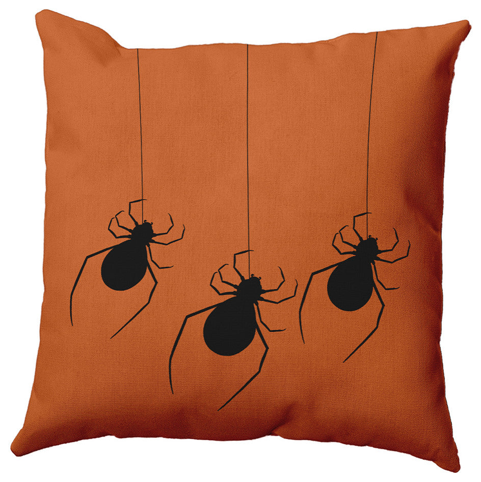 16"x16" Hanging Spiders Decorative Throw Pillow, Dusty Orange