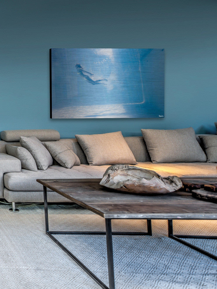 "Through the Blue" Painting Print on Brushed Aluminum, 60"x40"
