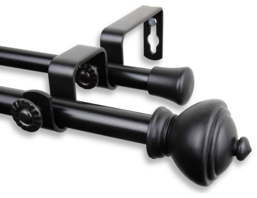 Giannie Double Curtain Rod 5/8" Dia. 84-120", Black