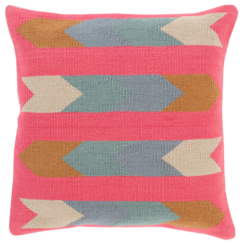 Cotton Kilim Pillow 22x22x5, Polyester Fill