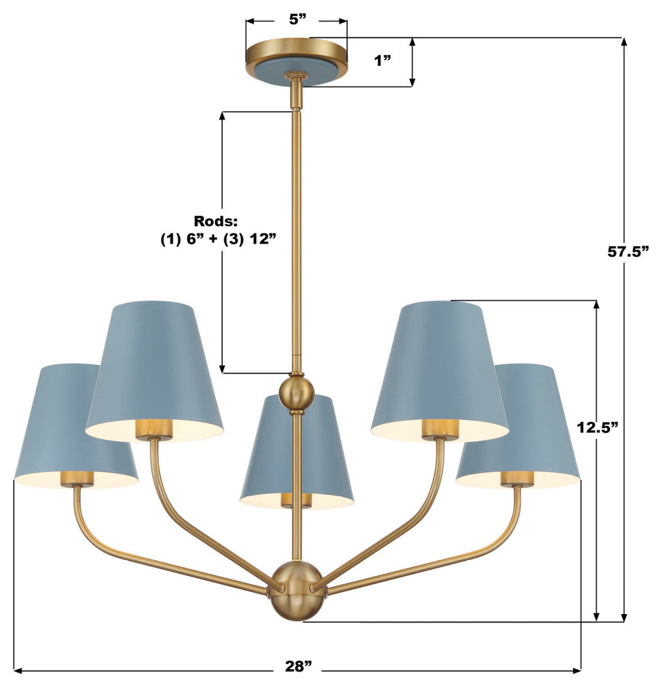 Crystorama Lighting Group XAV-B9315 Xavier 5 Light 28"W - Vibrant Gold / Green
