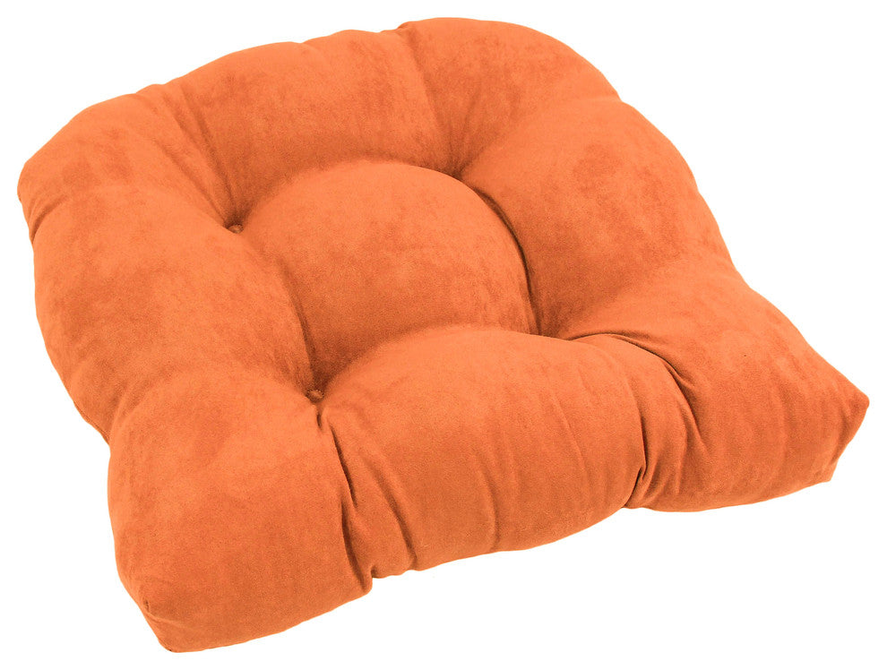 19" U-Shaped Micro Suede Tufted Dining Chair Cushion, Tangerine Dream