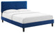 Phillipa Performance Velvet King Platform Bed, Navy
