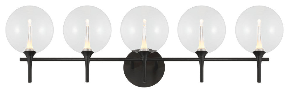 Iissa, Vanity, 5Lt, Matte Black, Clear Glass