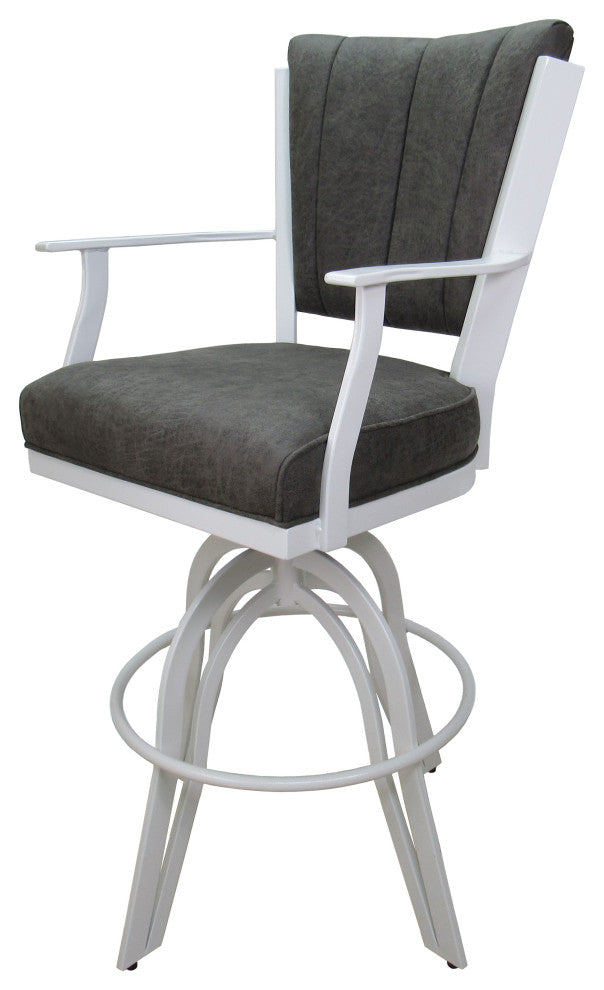 Montana Swivel Tilt Metal 30" Bar Stool or Counter 26" on A Base, Northwest Elk, White, 30"