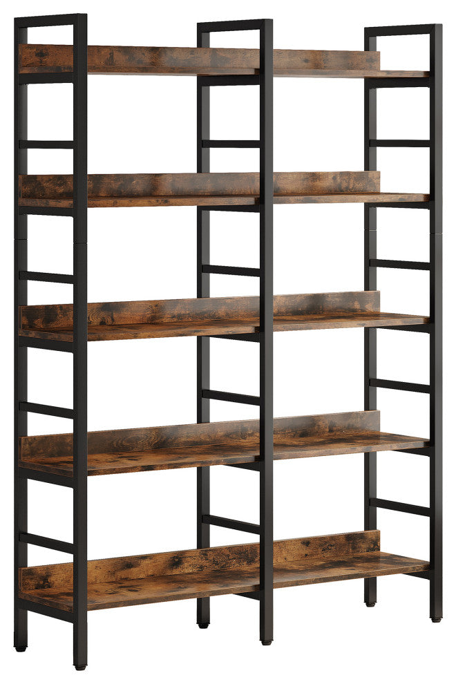 Tribesigns 5-Tier Industrial Bookshelf, 71\" Tall Etagere Bookcase, Brown