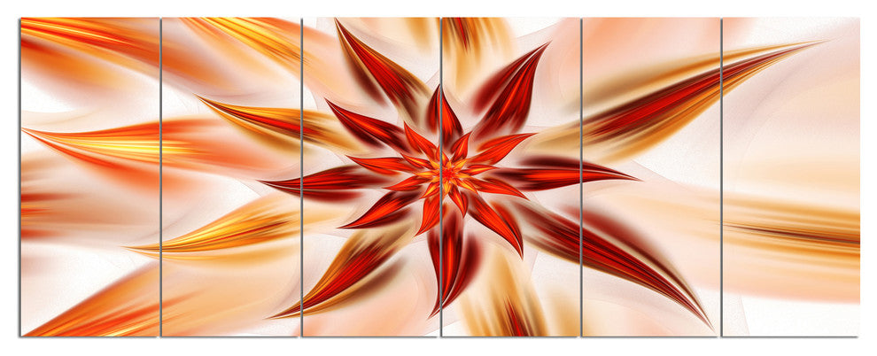 Dance of Brown Exotic Flower, Floral Canvas Art Print, 70"x28", 6 Panels