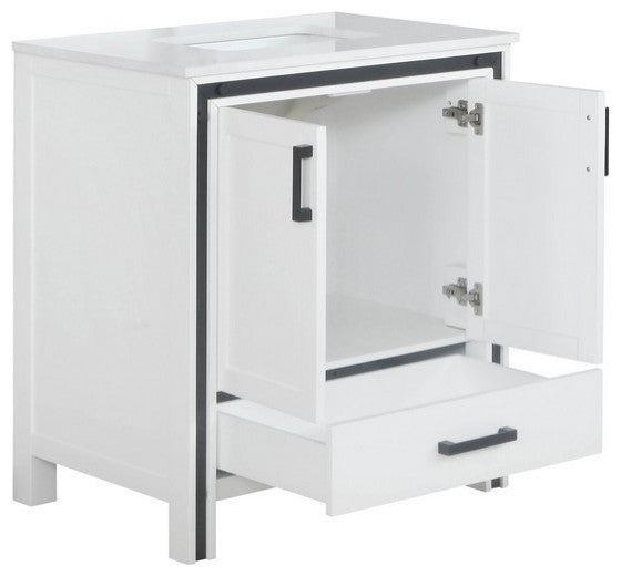 Ziva White 30" Single Vanity, Cultured Marble Top, White Square Sink