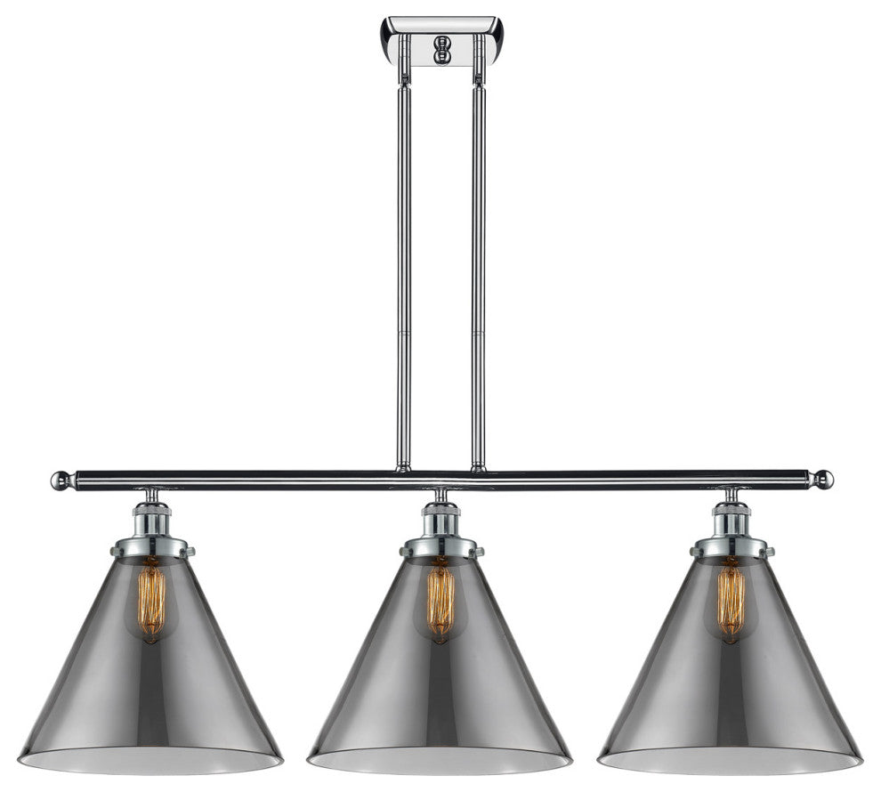 Innovations 916-3I-PC-G43-L Cone 12" 3 Light Island Light, Polished Chrome