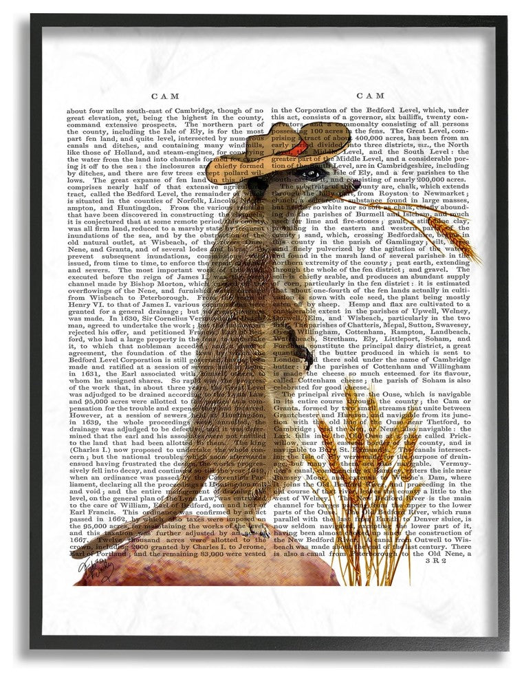 Meerkat in a Cowboy Hat Book Page Oversized Framed Giclee Art, 16"x20"