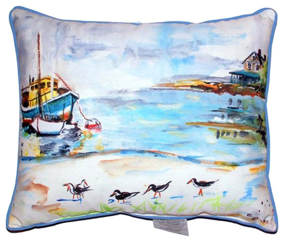 Boat & Sandpipers Small Indoor/Outdoor Pillow 11x14 - Set of Two
