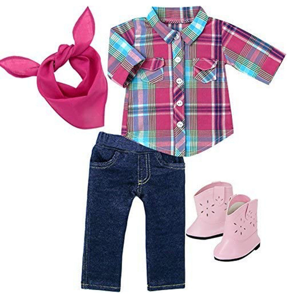Blouse Jeggings Bandana & Boots for 18" Dolls