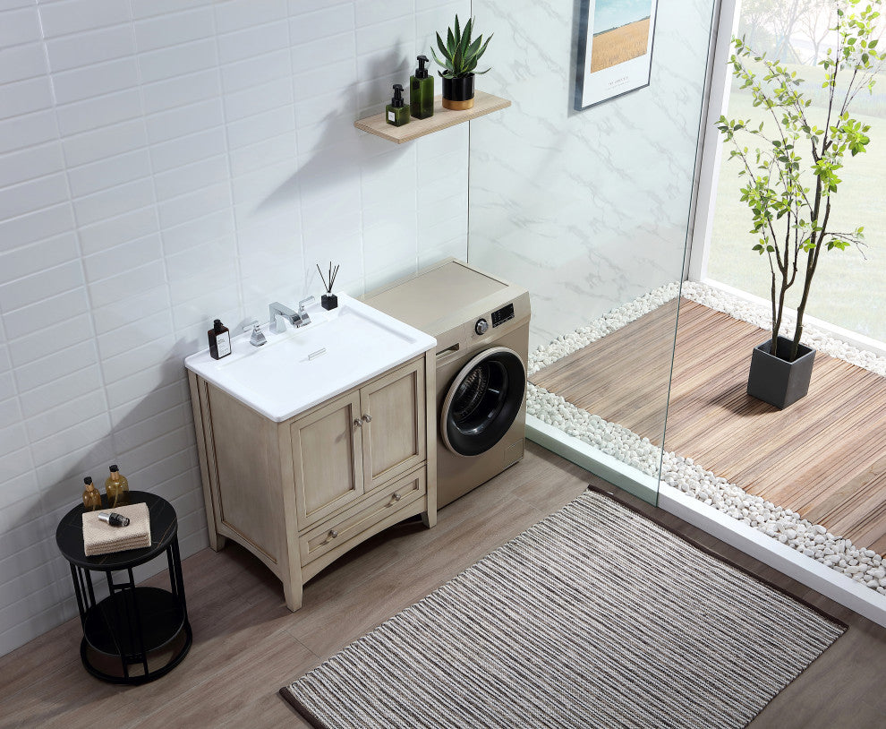 Stufurhome Delia 30" Laundry Utility Sink, Off-White