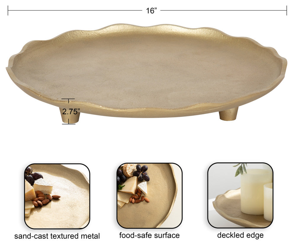 Alessia Decorative Tray, Gold, 16"