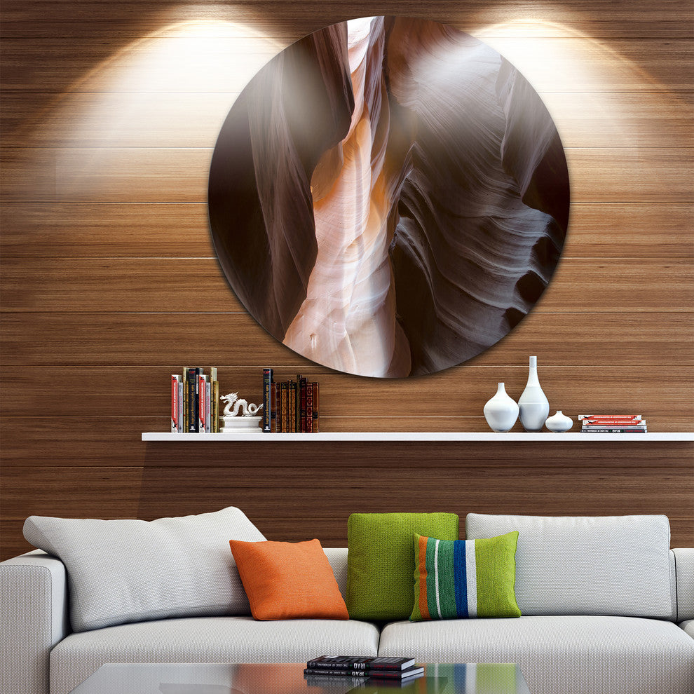 Brown Antelope Canyon, Landscape Photo Disc Metal Artwork, 23"