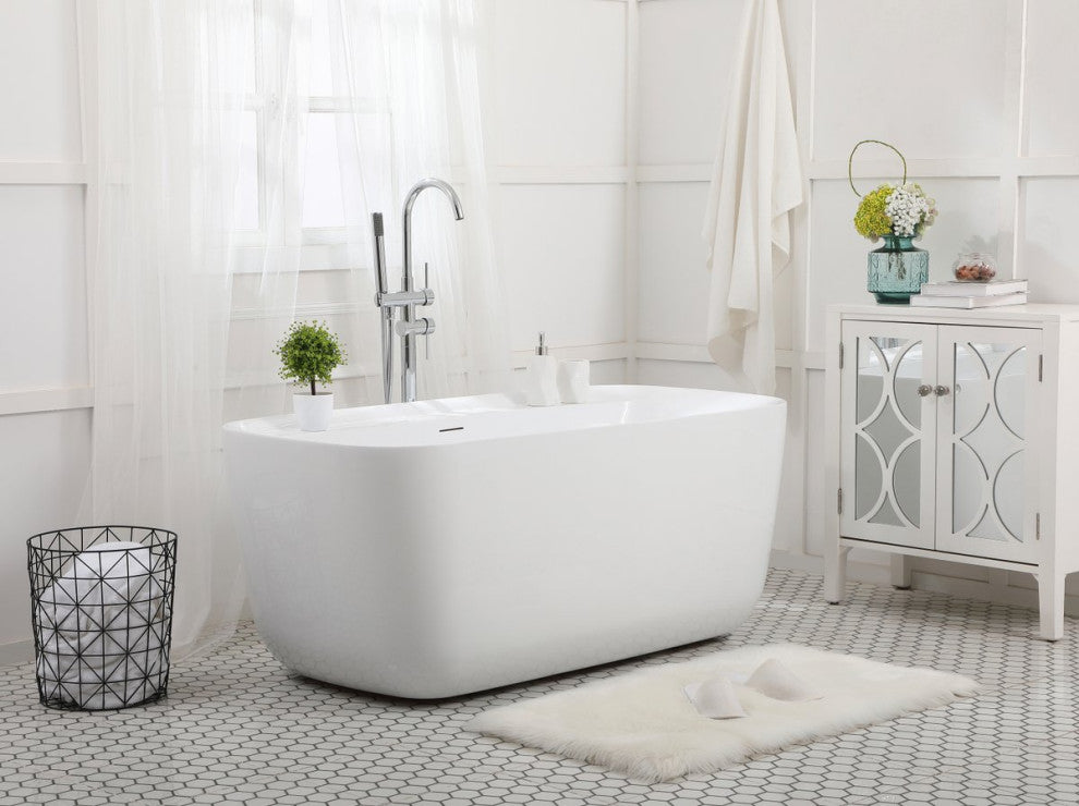 Charlotte 59" Soaking Bathtub, Glossy White