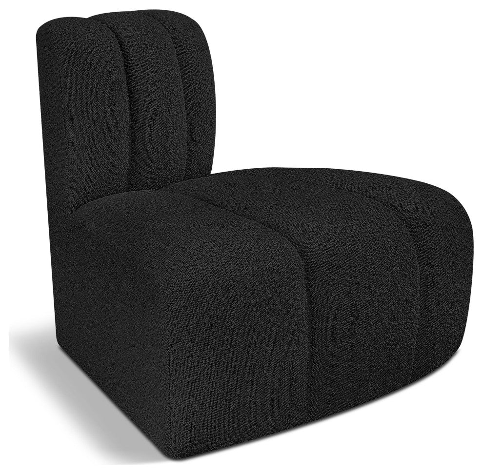Arc Upholstered Modular Component, Black, 1-Piece: Reverse Corner, Boucle Fabric