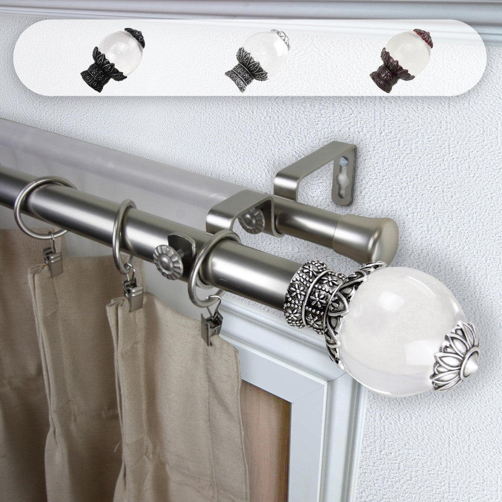 Glossy 1" Double Curtain Rod, Satin Nickel, 28-48"
