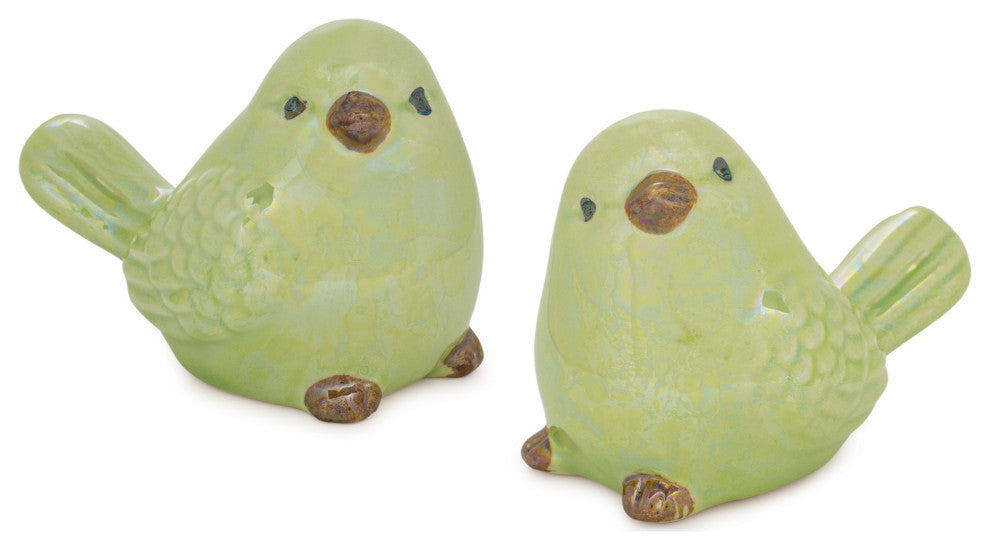 Irredescent Ceramic Bird Figurine, 6-Piece Set