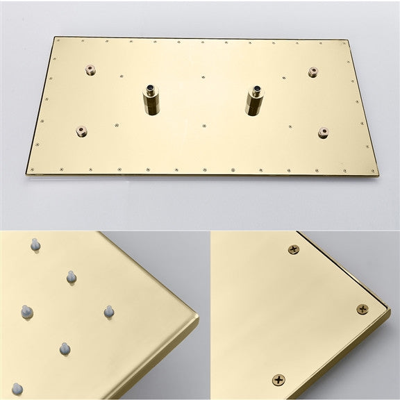 Fontana 20x40" Ceiling Mount Rain Shower Head, Polished Gold