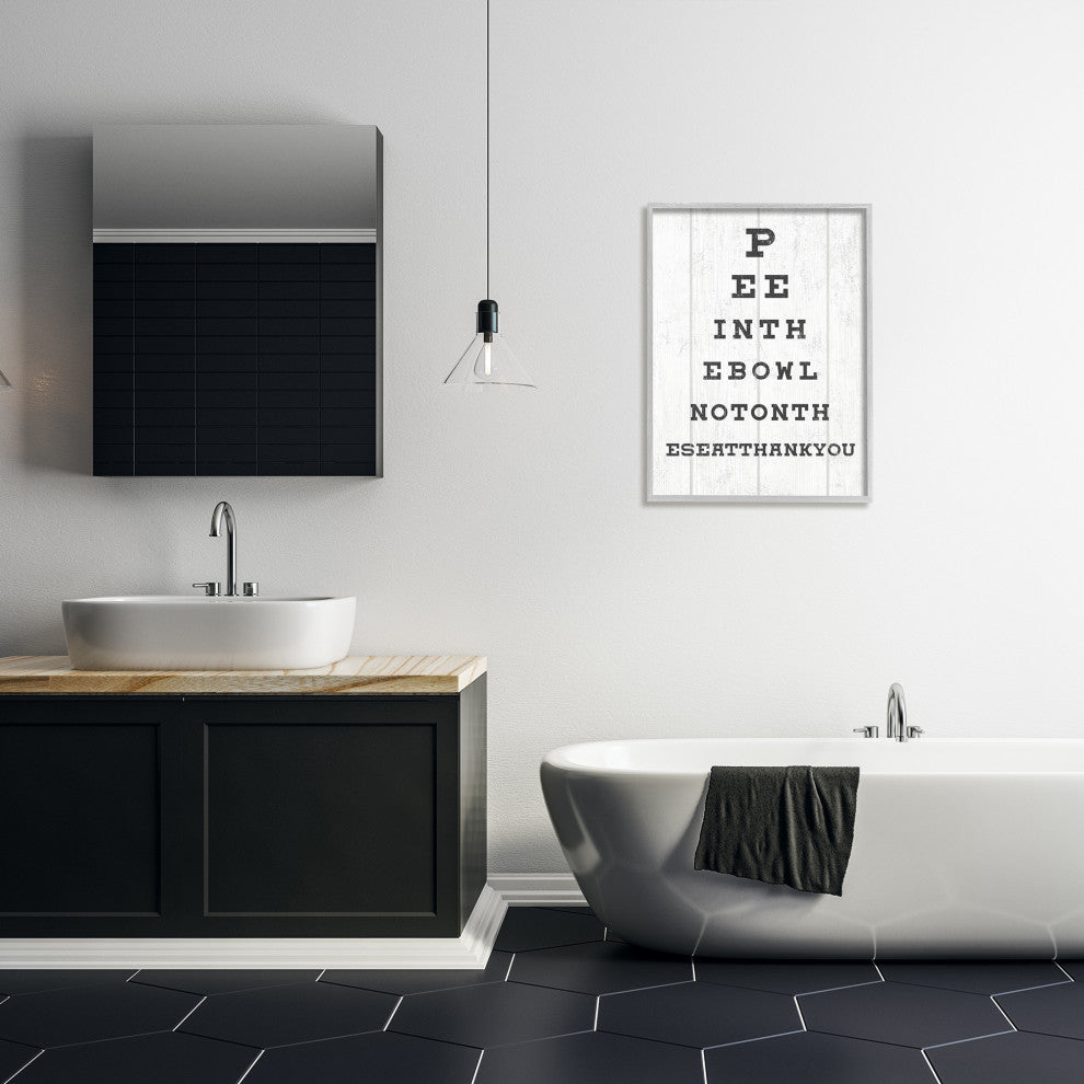 Bathroom Seeing Eye Chart Pee In the Bowl Phrase, 24 x 30