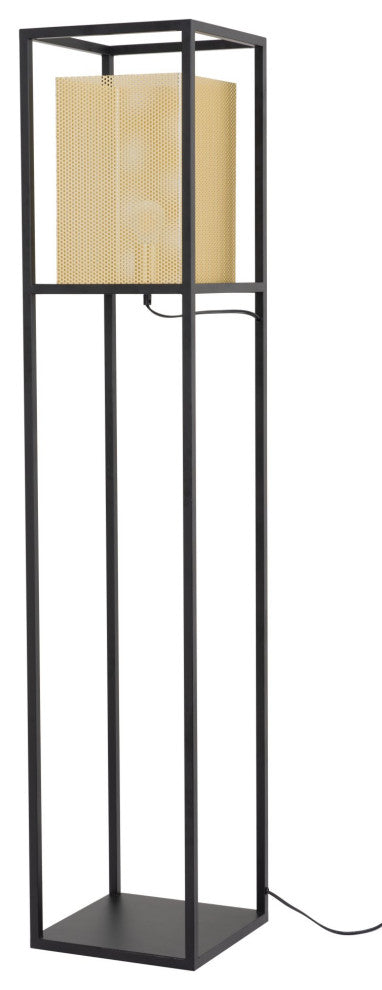 Floor Lamp Light, Steel Metal, Gold, Black, Kitchen Lounge Cafe Bistro Lobby