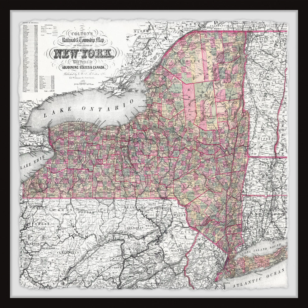 "NY City Map" Framed Painting Print, 32x32