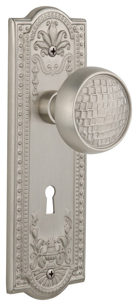 Meadows Plate Passage Craftsman Knob, Satin Nickel