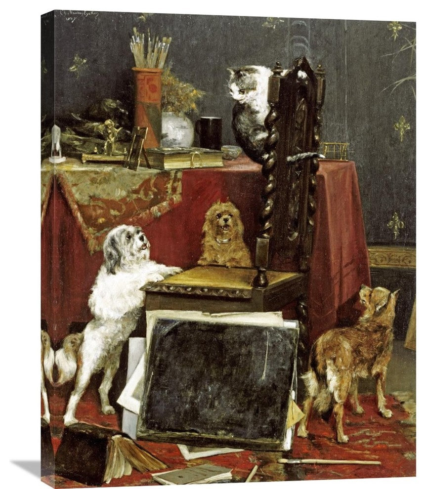 "Chaos In The Studio" Stretched Canvas Giclee by Charles Van Den Eycken, 23"x30"