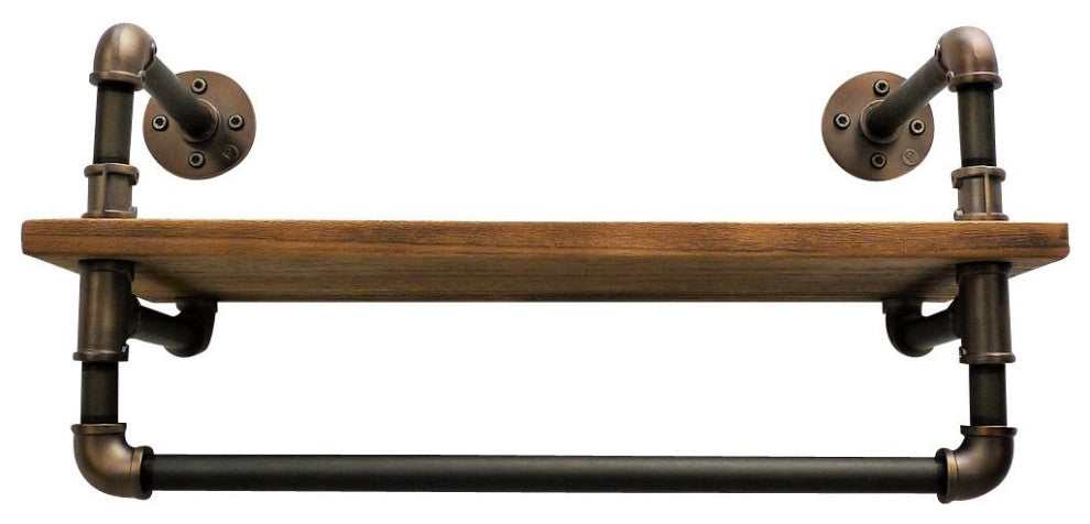 Ann Harbor Farmhouse Industrial 27" Wide Shelf Rack, Rustic Bronze