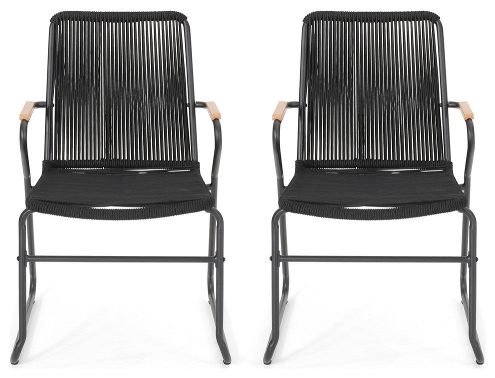 Luca Modern Outdoor Rope Weave Club Chair, Set of 2