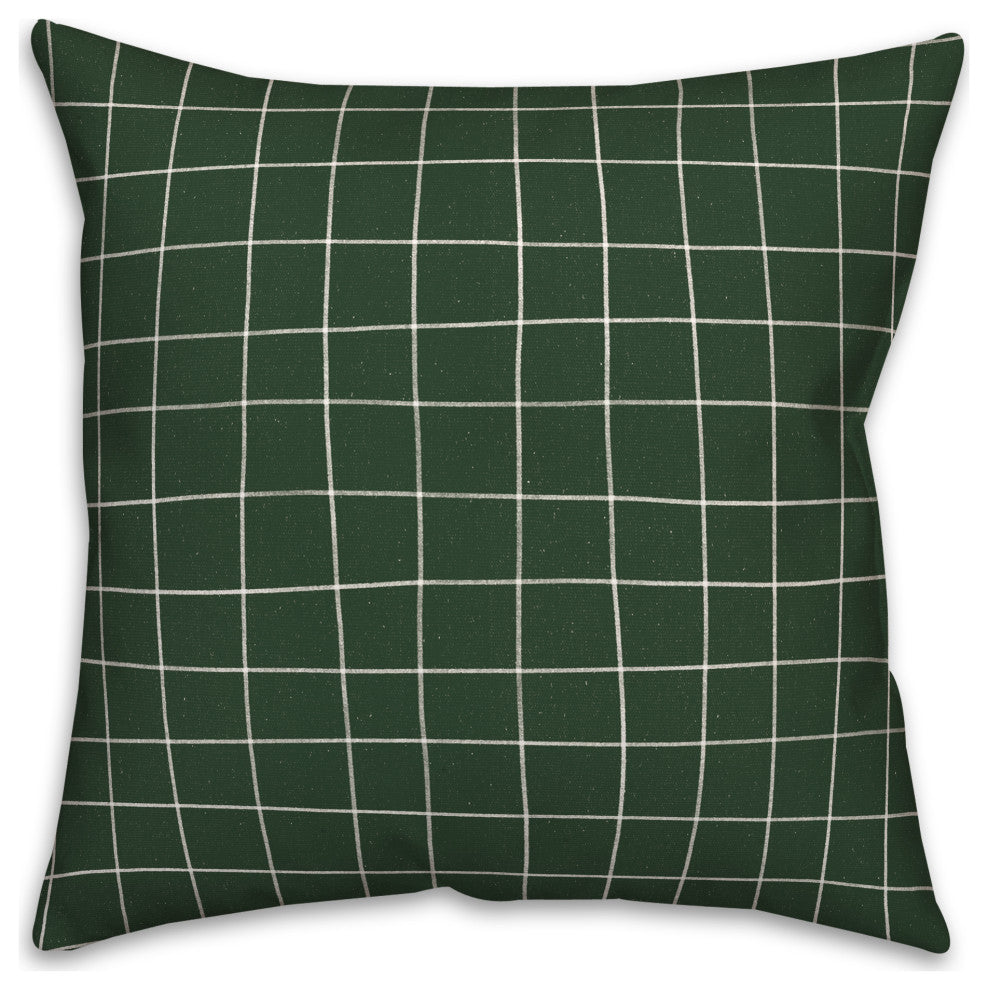 Green Grid Pattern 18x18 Spun Poly Pillow