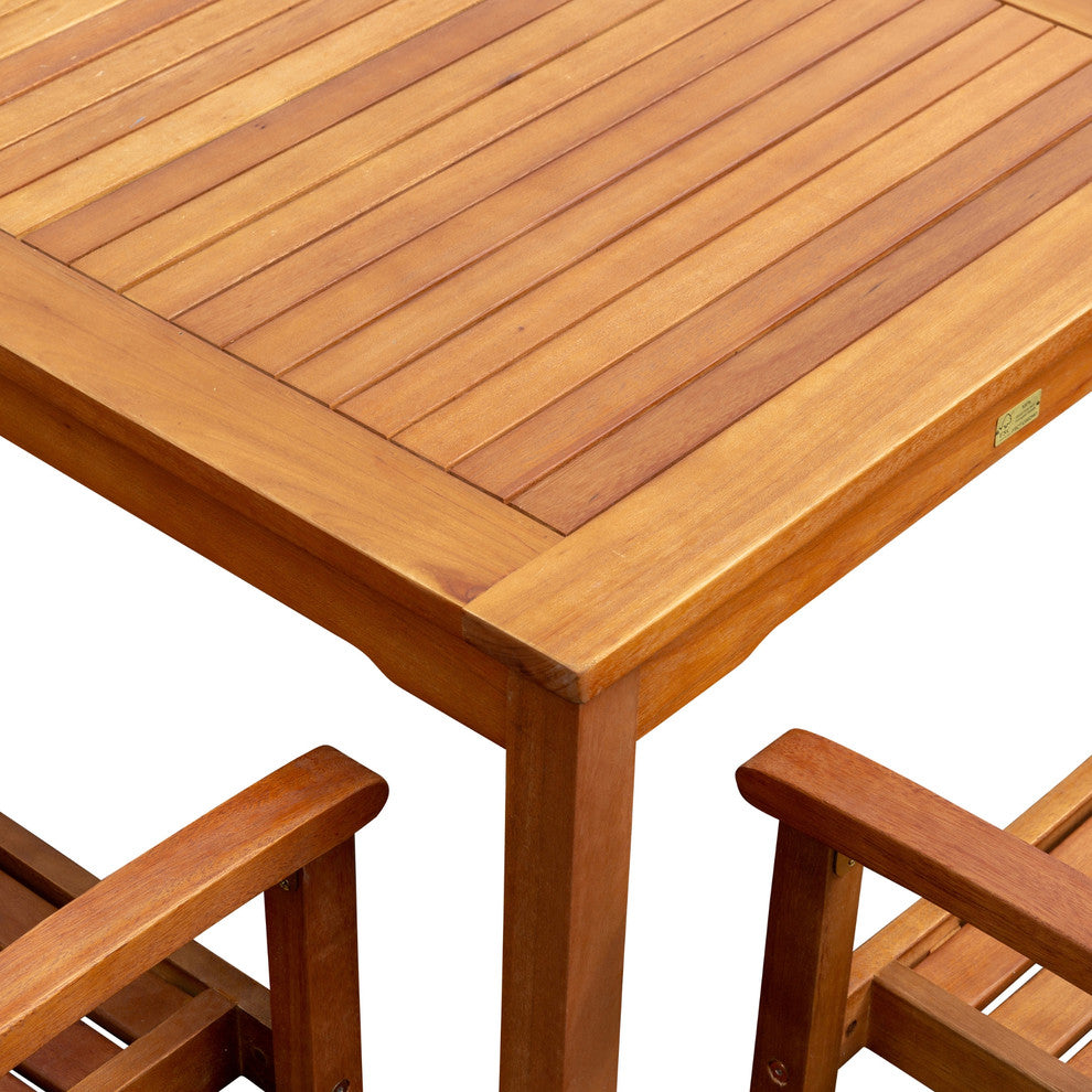 DTY Outdoor Living Leadville 5-Piece Eucalyptus Dining Set, Natural Oil