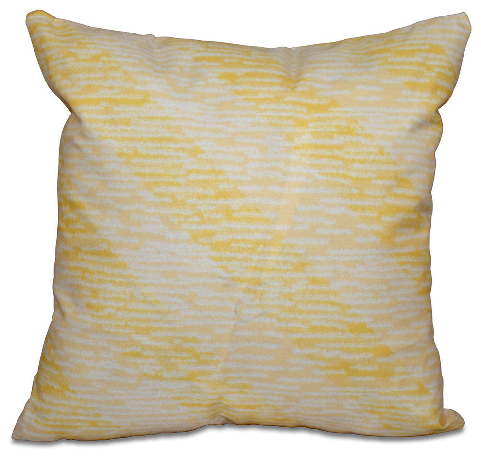 Marled Knit Stripe, Geometric Print Pillow, Yellow, 20"x20"
